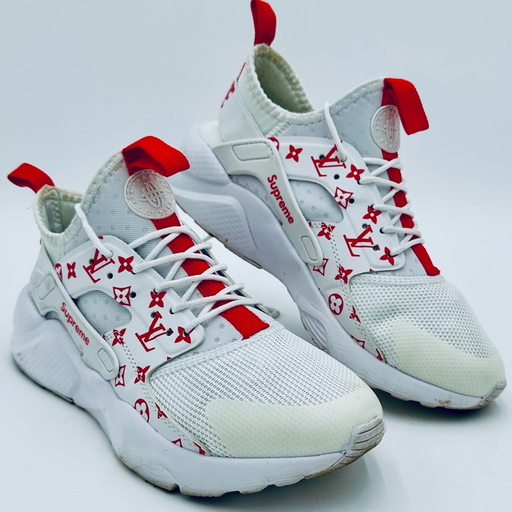Nike Air Huarache Ultra Supreme Louis Vuitton White & Red Size 8